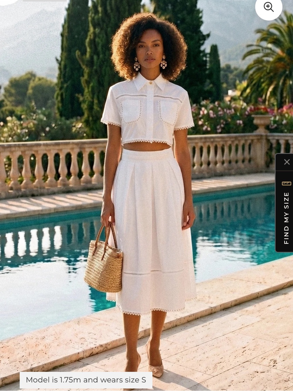 Benaar White Two-Piece Eyelet Trim Skirt Set - Picture 5 of 5